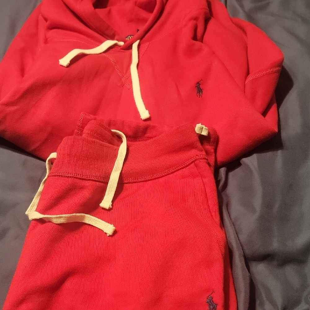 Red Hoodie and Sweatpants Set Ralph Lauren Like New.